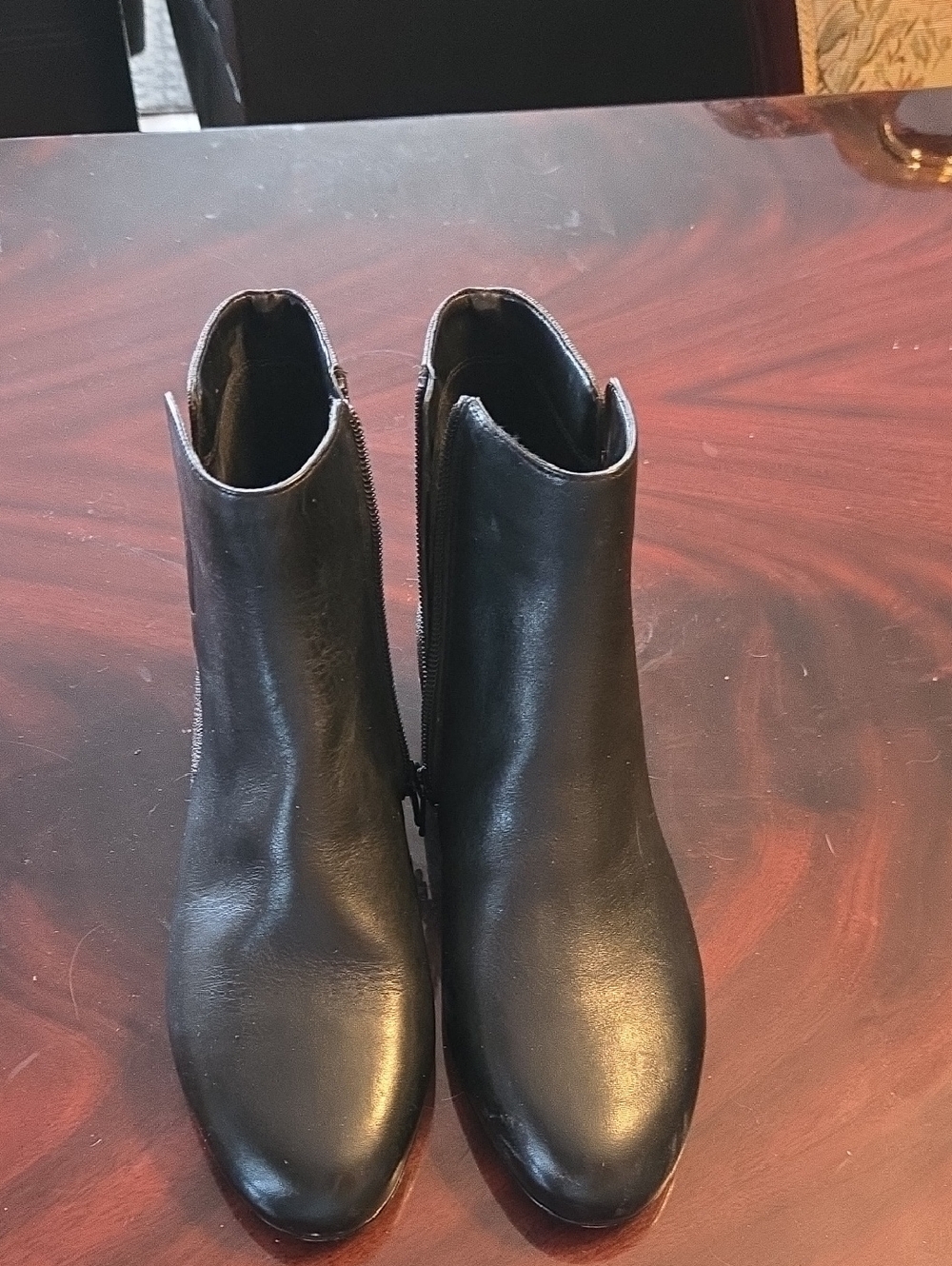 Michael Kors Black Leather Ankle Booties with Side Zip
